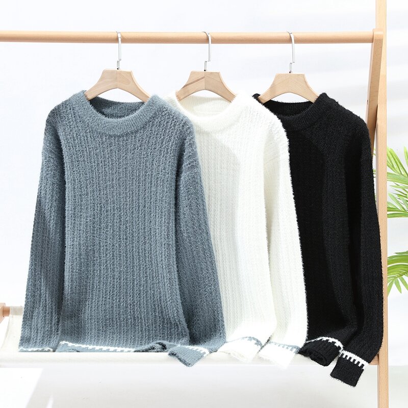 남성용 캐주얼 편안한 따뜻한 스웨터, 고품질 패션 트렌드, 가을 겨울 새로운 스타일, 단색 사이즈 M-3XL