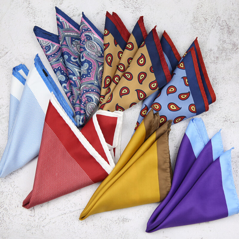 Linbaiway-Mouchoirs à imprimé floral Paisley pour hommes, mouchoirs carrés de poche, serviettes de poitrine pour la fête