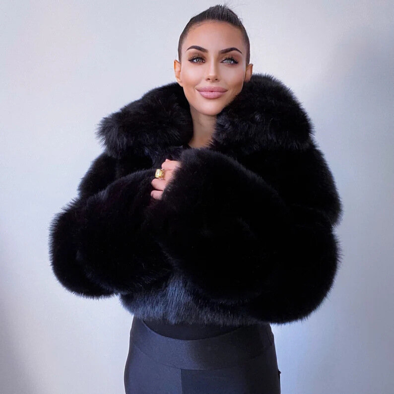 2023 winter new fur jacket women's clothing fur women's jacket splicing lapel fur,Solid color temperament fashion top