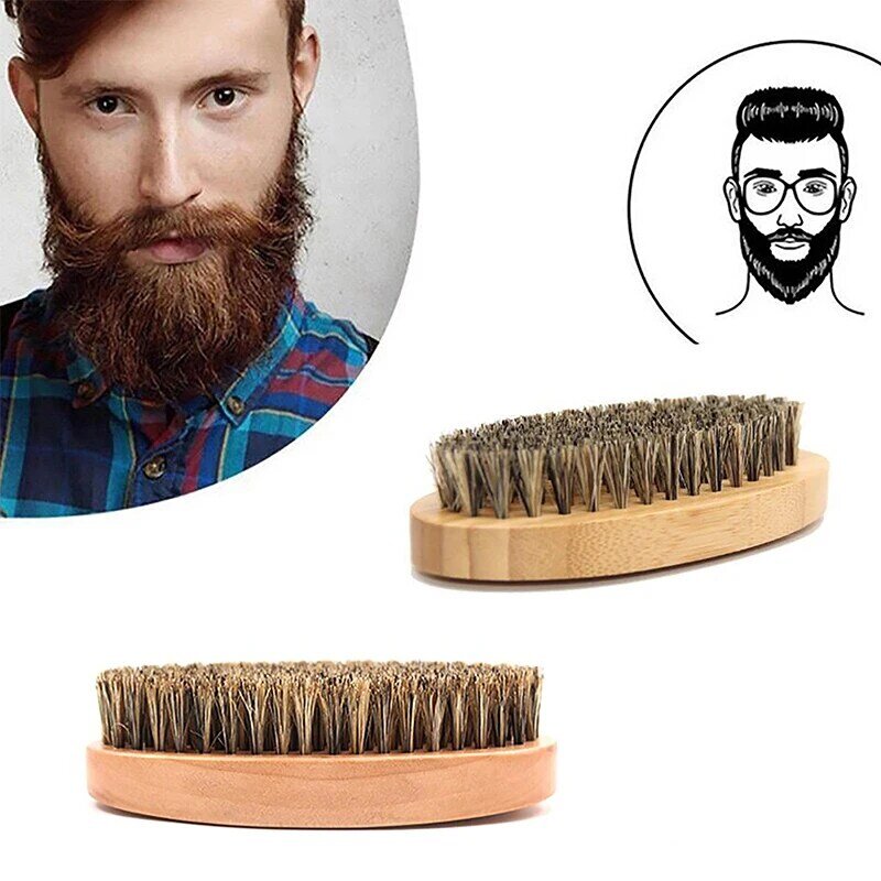 Naturalne włosie dzika szczotka z włosia dla mężczyzn bambus buk drewniane wąsy szczotka miękka twarz urządzenia do oczyszczania masaż stylizacja fryzjera