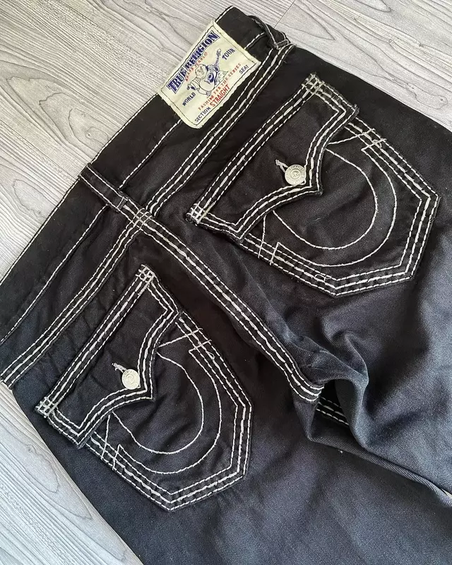 Уличные Женские винтажные готические модные вышитые джинсовые брюки в стиле хип-хоп Y2k для отдыха Красивые прямые джинсы с высокой талией и широкими штанинами