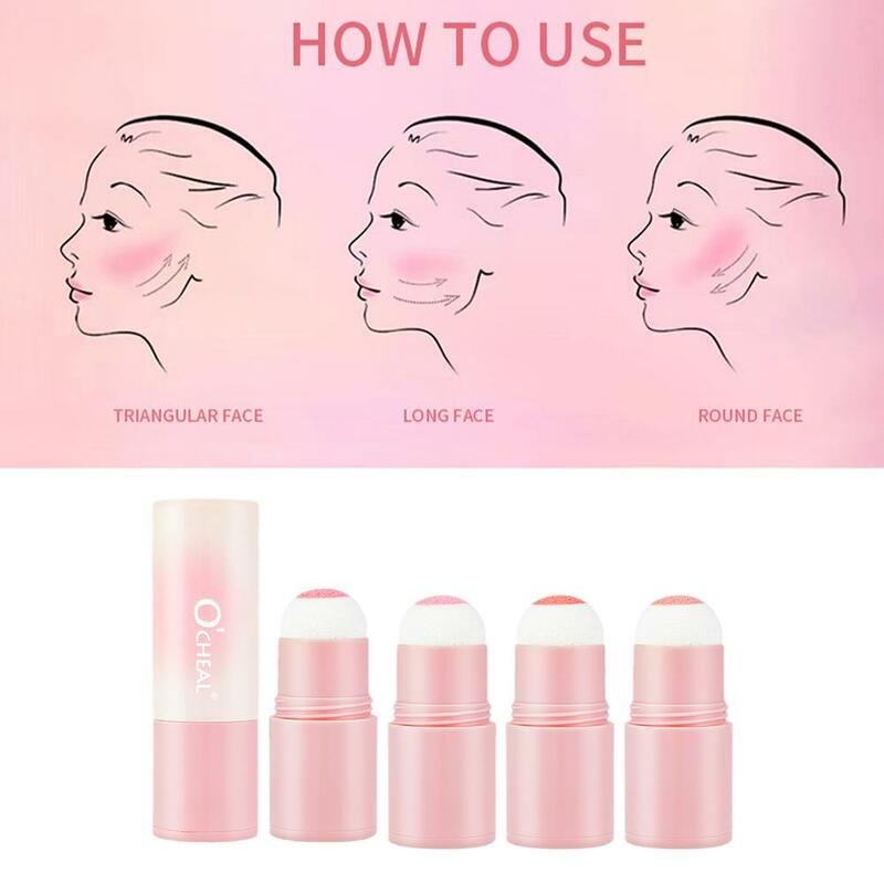 Girly Blush Stick Sponge Facial Blush Waterproof Brightening Face Contouring Shadow Blusher Tint Cheek Korean Cosmetics