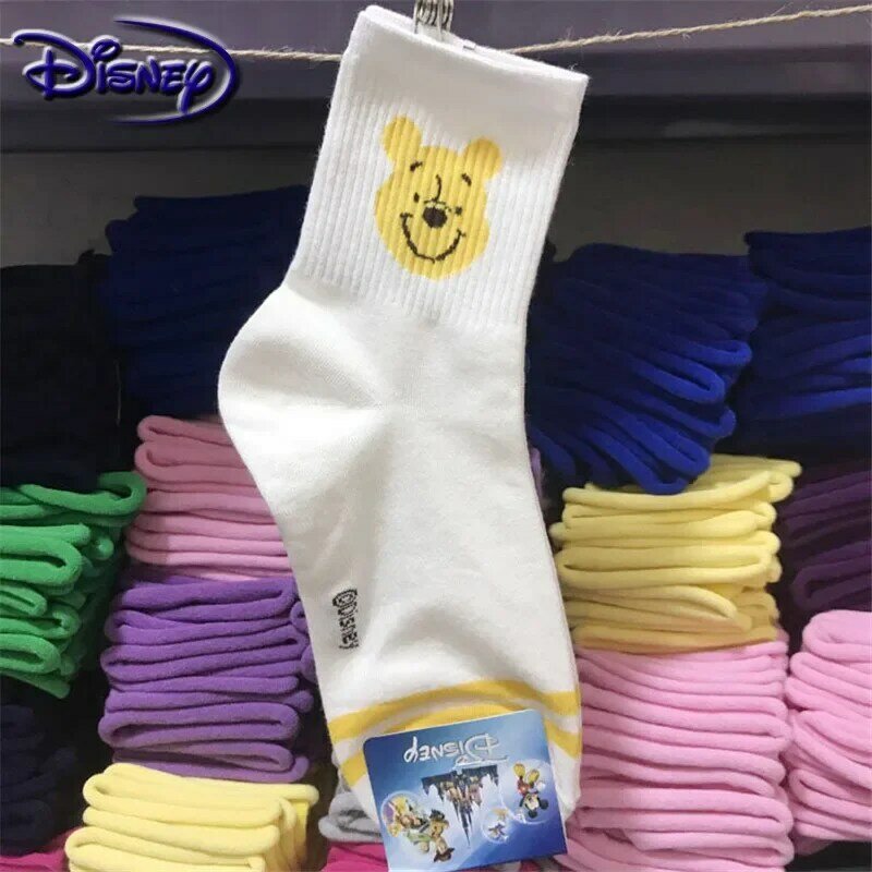 Disney-Calcetines de algodón con dibujos animados de Mickey para mujer, calcetín informal, suave, nuevo diseño, 1 par
