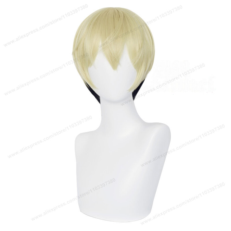 Chifuyu Matsuno Cosplay Wig 32cm Short Black Blonde Hair Anime Heat Resistant Synthetic Wigs