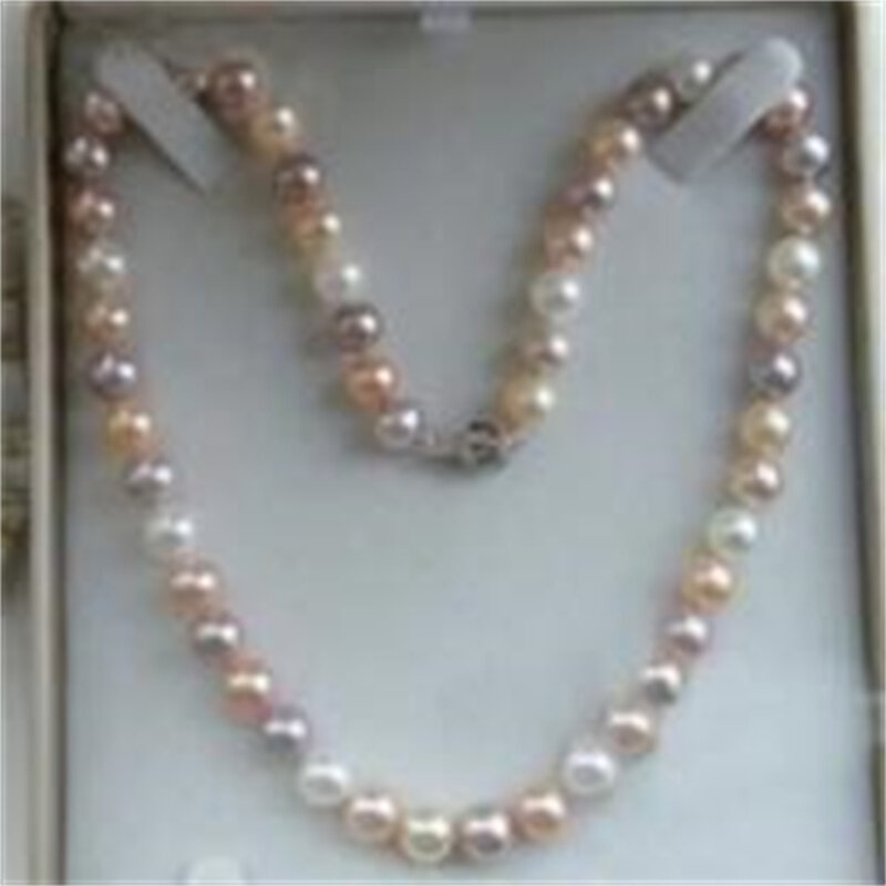 Charming 18"Akoya AAA 7-8mm Multicolor Pearl Necklace Free shipping