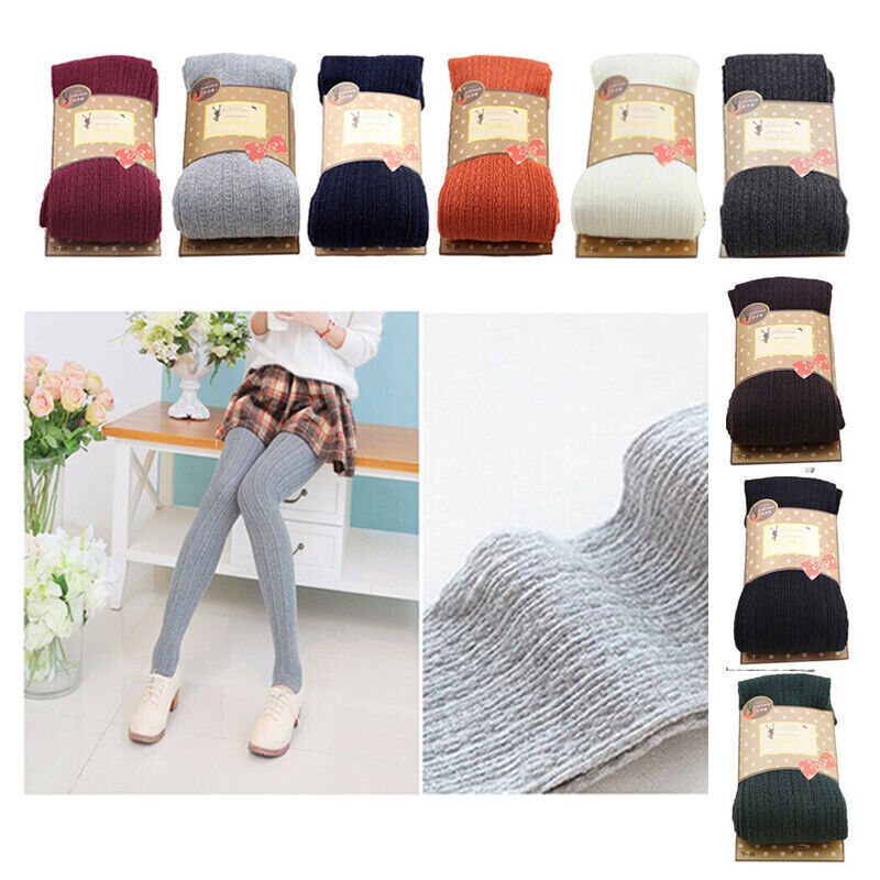 Winter Warm Tights Cotton Twist Knitted Pantyhose Candy Color Women Striped Stockings Full Foot Footless Tights Accessories 2023