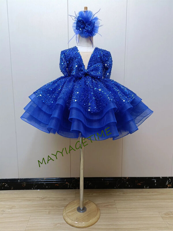 Платья для девочек пышное платье для маленьких девочек платье принцессы с бисером платья для девочек с цветами Детское платье для первого причастия с бантом Рождественский подарок