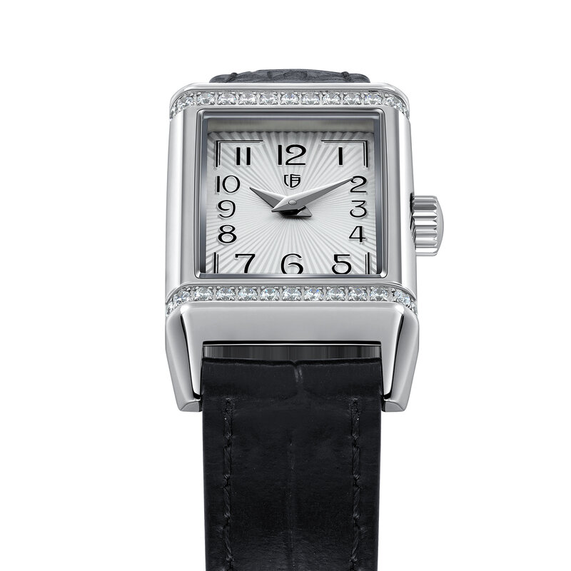 Роскошные классические часы бренда для женщин прямоугольные серебристые из нержавеющей стали водонепроницаемые кварцевые наручные часы Reverso One с кожаным ремешком