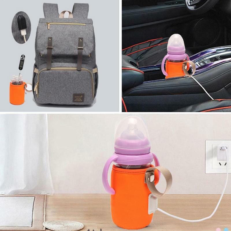 Juego de tazas calefactoras de botellas USB, bolsa de aislamiento antideslizante, Juego de aislamiento de leche caliente portátil para coche