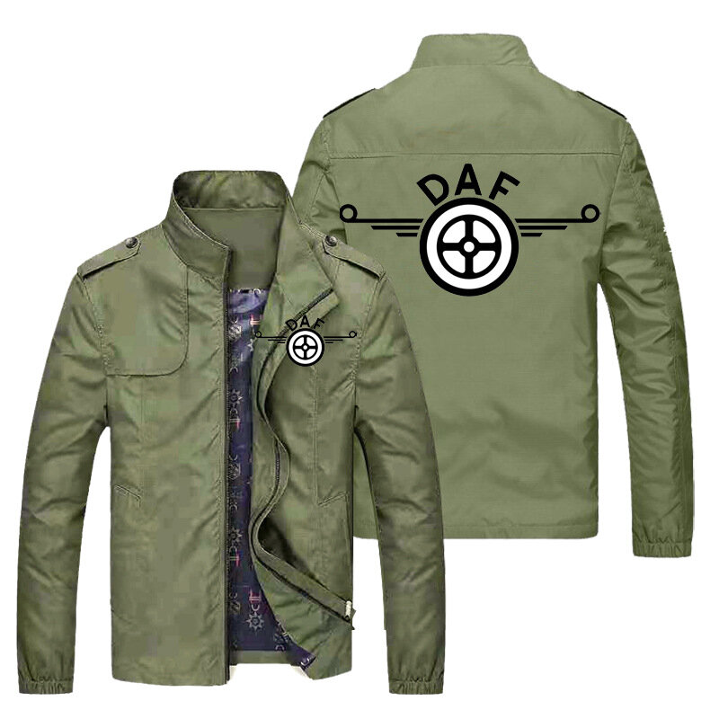 Spring and Autumn New Men's Casual Cardigan Jacket Men's DAF Truck Logo Printed Windproof Car Logo Jacket