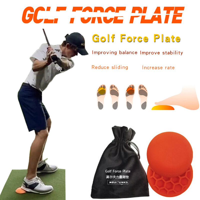 2 Pcs Golf Force Plate Step Pad Assisted Swing Balance Practice Anti-slip Rubber Golf Training Aids Golf Trainer Golf Supplies