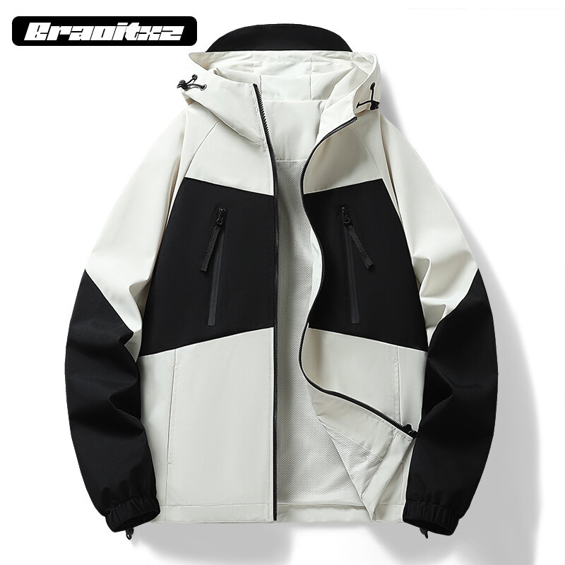 Jaqueta de capuz respirável masculina Windproof, casacos de campismo, moda casual, primavera, outono, nova