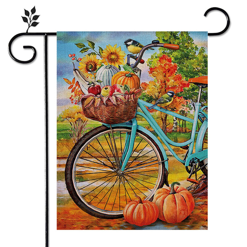 Double-Sided Fall Garden Flags Double Sided Printing Garden Flags for Autumn Thanksgiving Day