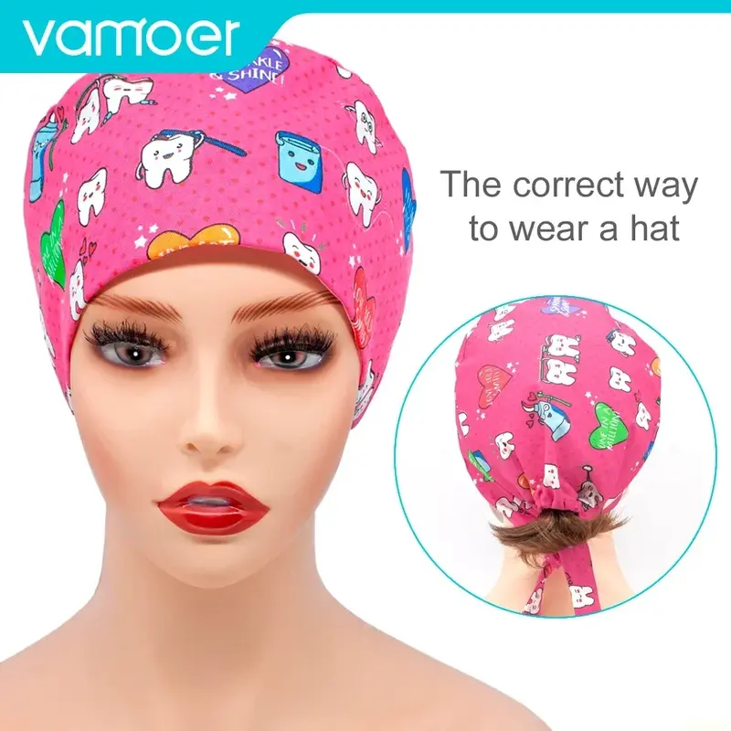 Sprzedaż hurtowa nowa czapka laboratoryjna kosmetyczna bawełniana czapka z zarośla sanitarna damska i męska czapka