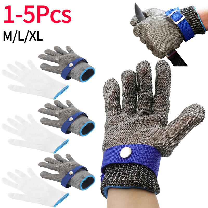 Перчатки из нержавеющей стали, перчатки с защитой от порезов, защита рук, искусственные перчатки для мясника, рабочие перчатки, садовый инструмент