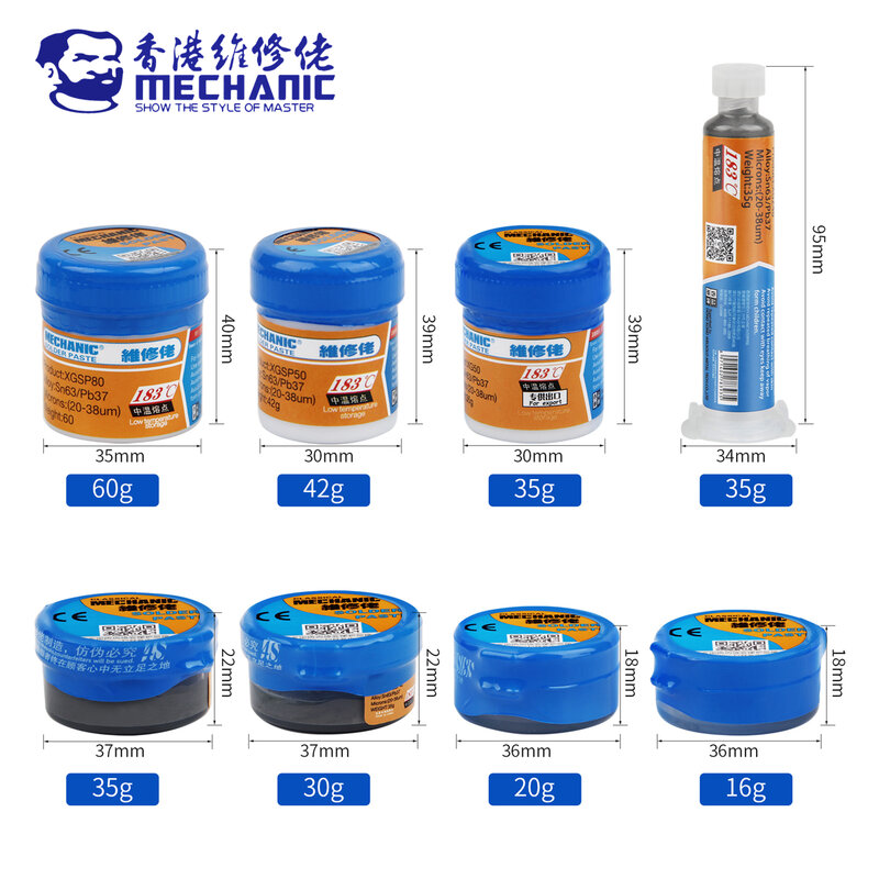 MECHANIC XG Series 183℃ Tin Solder Paste Environment Friendly Soldering Flux for LED PCB Board Electronic Component Phone Repair