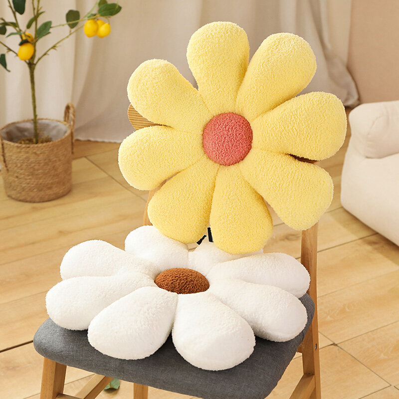 Coussin à fleurs colorées pelucheuses, oreillers décoratifs pour canapé, chaise, siège, peluche, jouet pour fille, décoration de la maison, 50-80cm