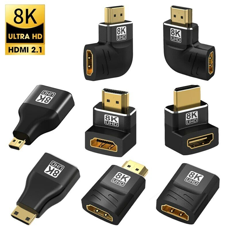 8K 60Hz HDMI 2.1 Adapter 90 270 Degree Right Angle Male to Female Converter HDMI Cable Extension Connector  For TV Laptop
