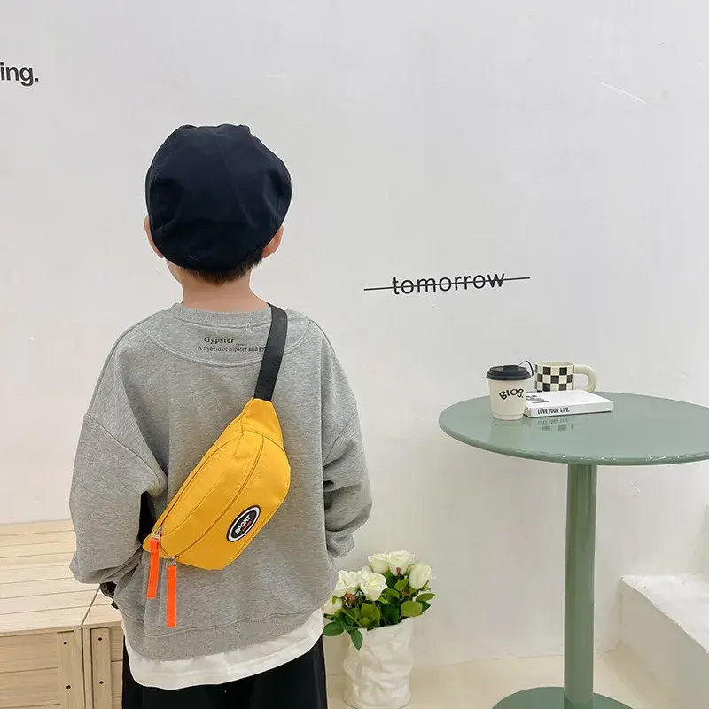 2023 Children's Cross Body Bags for Boy Solid Color Letter Waist Bag Outside Fashion Money Coin Bags Purse Sport Belt Chest Bags