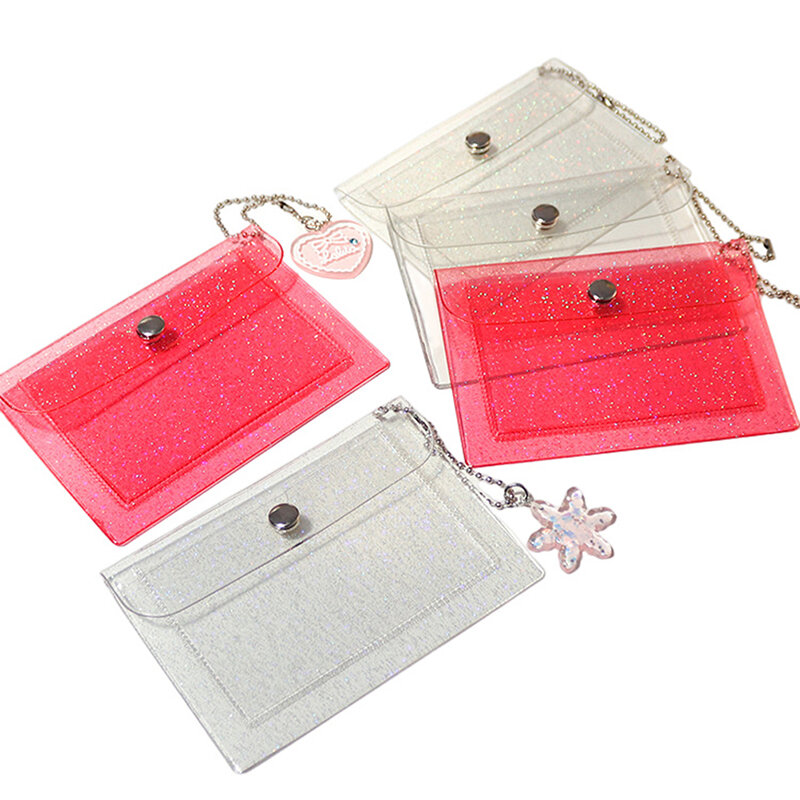 1 stücke transparente PVC-Geldbörse mit Schlüssel ring für Mädchen niedliche kleine Brieftasche ID-Karten halter Visitenkarte Geldbörse