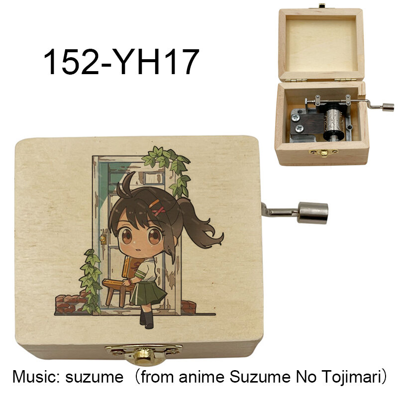 Suzume Anime caja de música de madera operada a mano, movimiento de 18 notas, regalo de Año Nuevo para amigos, amantes, lindos adornos para el hogar