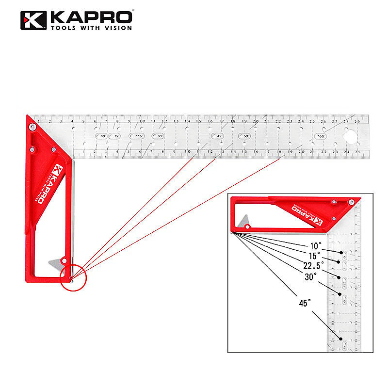 Kapro-Règle droite de marquage d'angle carré en métal Swanson, menuisier en acier inoxydable, essayer un carré de charpentier pour travailleur de calcul, 25 cm, 30 cm, 40cm