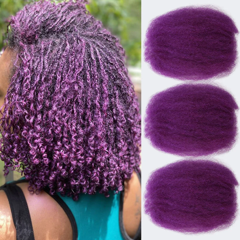 Rebecca brasilia nische neue lila Farbe Afro verworrene Masse menschliches Haar zum Flechten Dread lock Salz Pfeffer graues Remy Haar Afro verworrene Masse