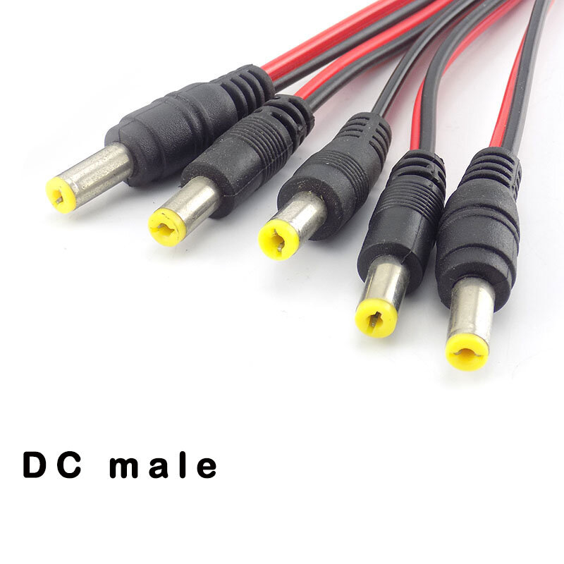 Cabo de extensão da c.c. 12v conectores fêmeas masculinos plugue cabo de alimentação fio para câmera de cabo do cctv adaptador de luz de tira led 2.1*5.5mm