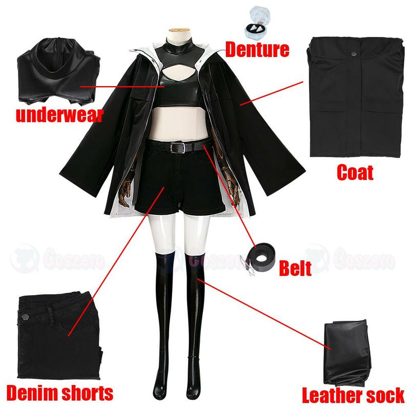 Call of The Night Cosplay Nanakusa Nazuna Cosplay Costume parrucca mantello nero giacca gilet in pelle pantaloncini Outfit Yofukashi No Uta