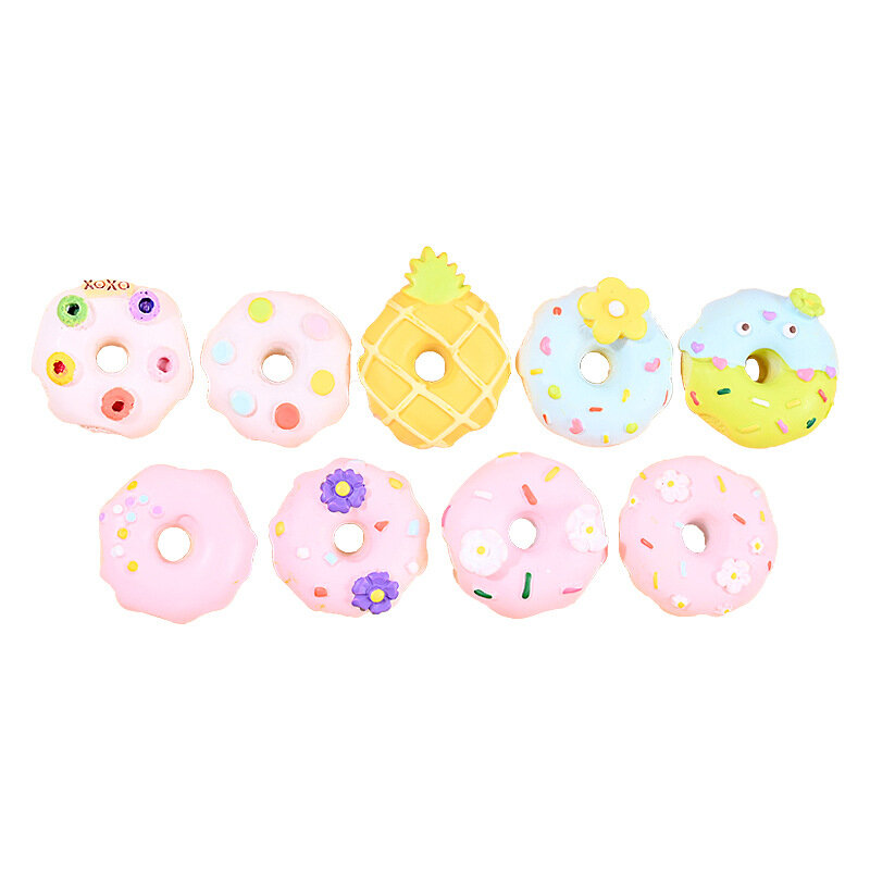 Donut de resina para manualidades en 3D para niños, adorno Kawaii para el pelo, Material para hacer álbumes de recortes, venta al por mayor