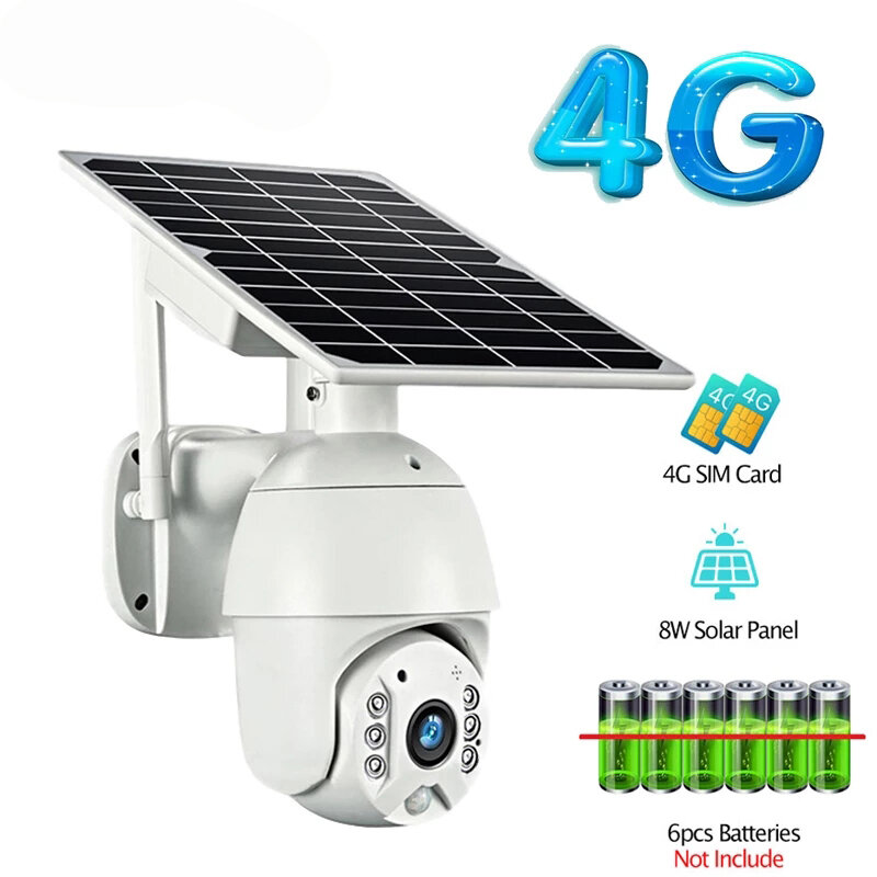 Nieuwe 3mp Hd 4G Laag Vermogen Zonnecamera Ptz Nachtzicht Tweeweg Audio Zonnepaneel Buitenbewaking Zonne-Energie Ip Camera