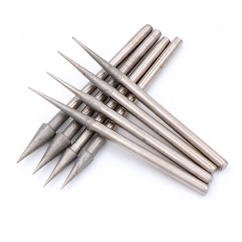 2pcs 1-4mm Pointed Shaped Diamond Grinding Head D Needle 2.35mm Shank Drill Bits Burr Engraving Bit for Dremel Rotary Tools