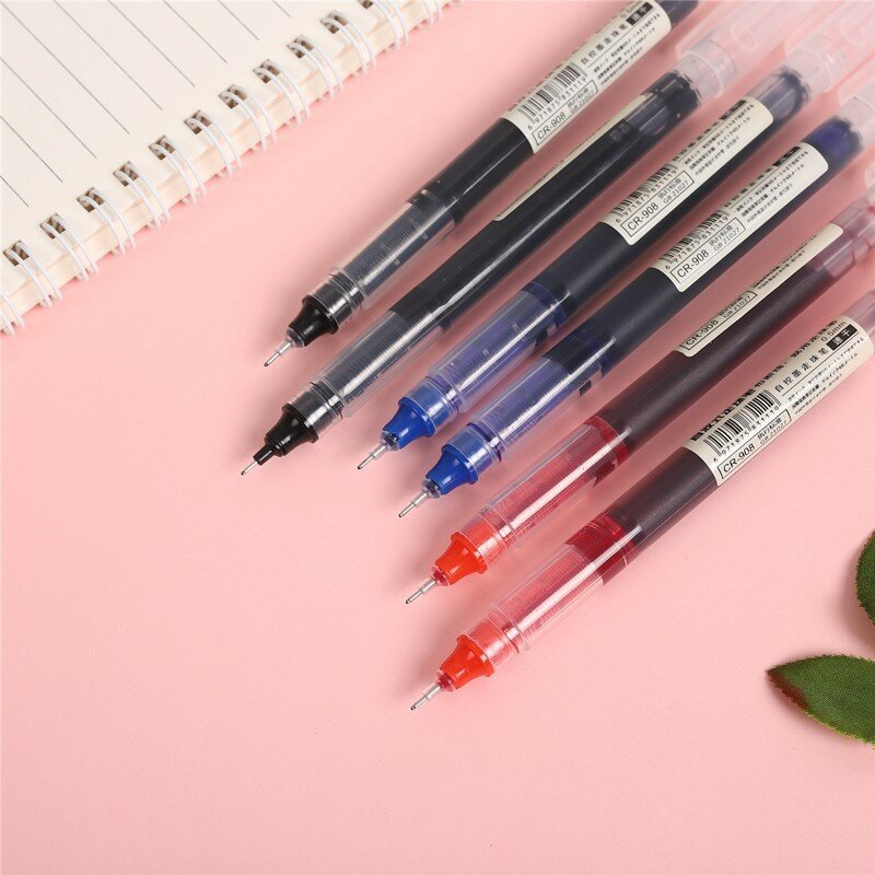 1pcs straight liquid type large capacity gel pens 0.5mm full needle head waterborne marke for students stationery supplies