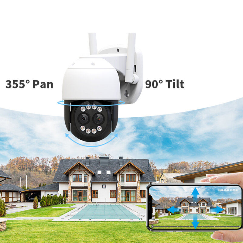 Mulo-cámara inalámbrica con Wifi para exteriores, dispositivo de vigilancia CCTV con Zoom Digital, PTZ, Audio, 5MP, 3MP, para el hogar y el jardín