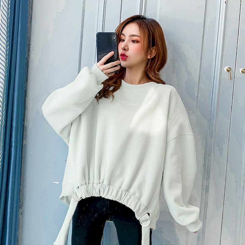 Pullover Besar Wanita Musim Gugur Musim Dingin Mantel Pullover Trendi Atasan Longgar Kasual Tebal Mewah Kaus Fashion Gaya Korea