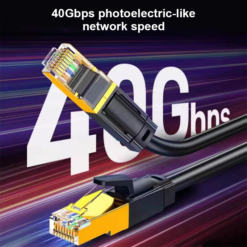 Cable Ethernet Cat 8 de cobre puro, Cable doble blindado de alta velocidad, 40Gbps, 2000Mhz, conector RJ45, Cable LAN S/FTP