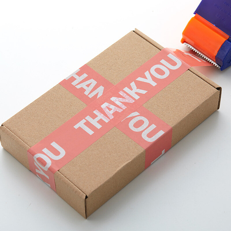 Cinta de embalaje con logotipo personalizado, cinta de plástico OPP, pegamento de PVC, producto personalizado, envío bonito, gracias