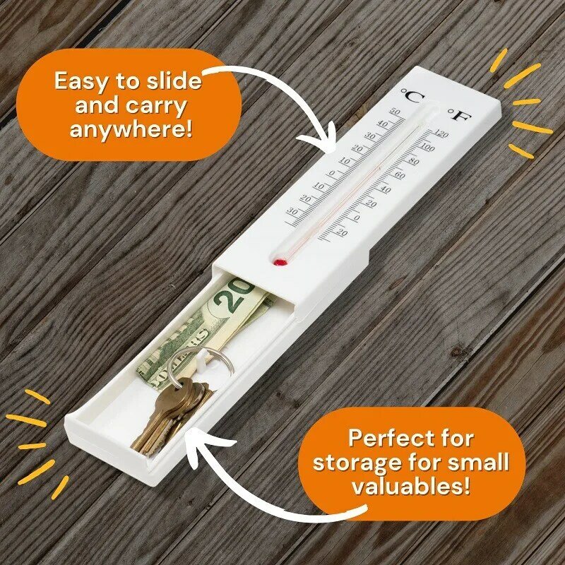 Creative personality, simple and interesting outdoor fake thermometer, hidden key storage and storage device