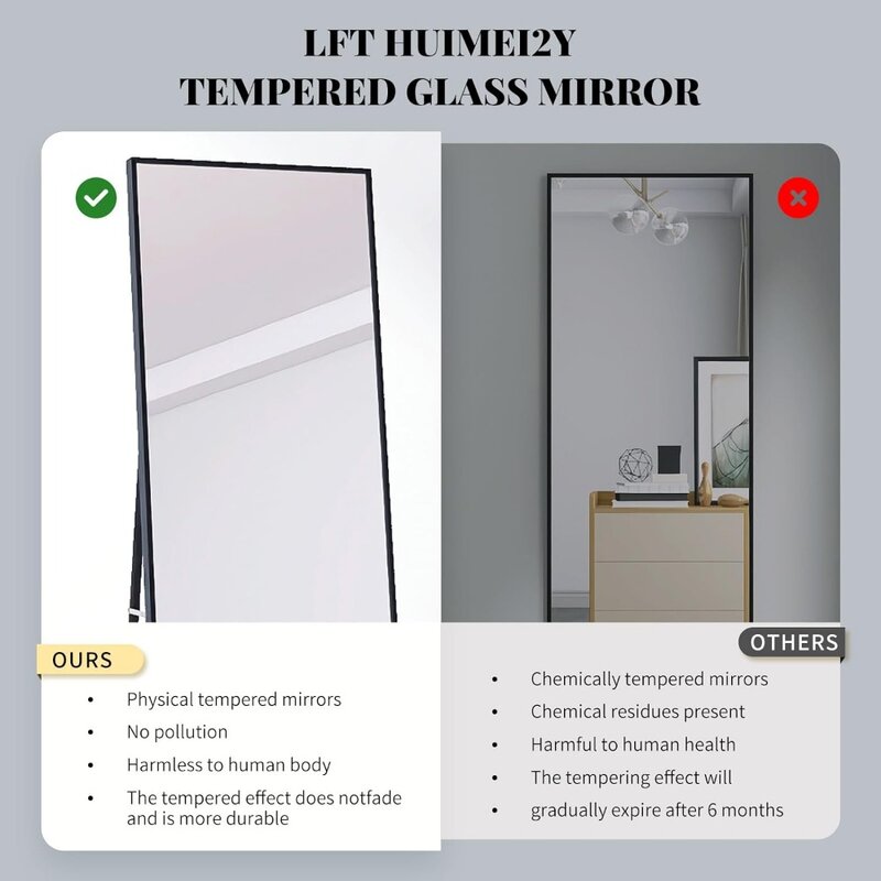 Полноразмерное зеркало LFT HUIMEI2Y, 71x32 дюйма, настенное Полноразмерное гардеробное зеркало с рамкой из алюминиевого сплава для гостиной, спальни