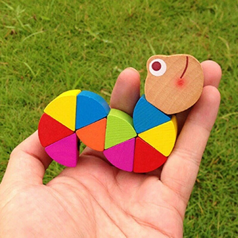 2 sztuki inteligencja rozwinie kolor drewniane zabawka dla dziecka transformowalne gąsienica ciepłe kolorowe wczesna edukacja DIY zabawka