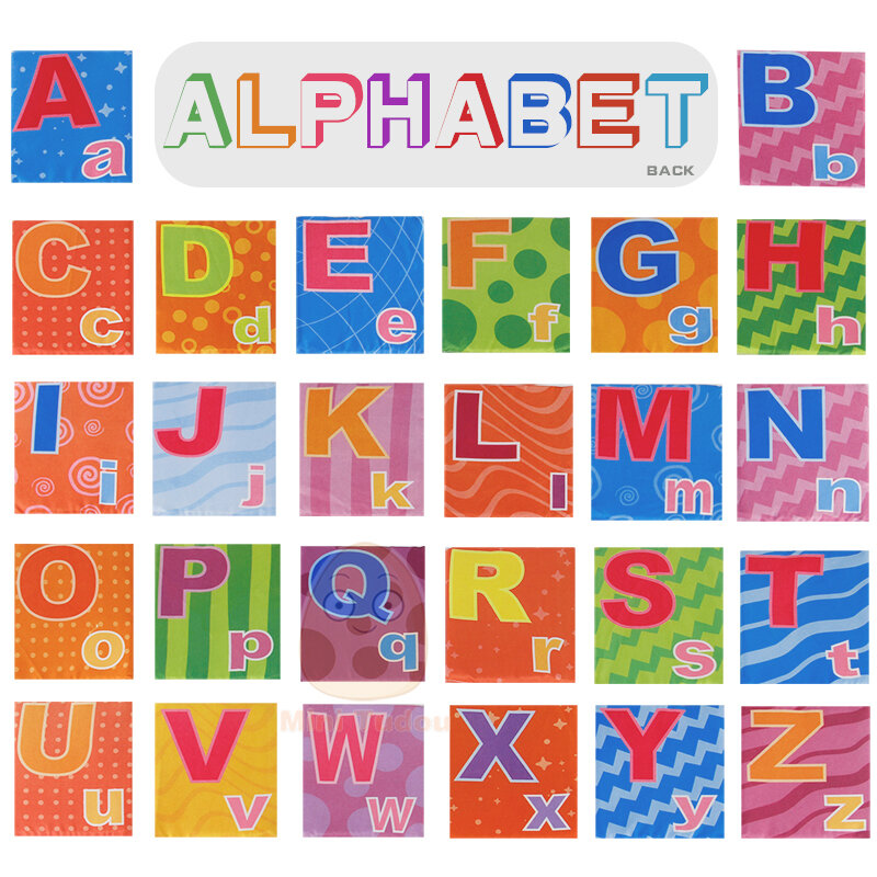 Libro de aprendizaje de idiomas para bebé, tarjetas de alfabeto suaves con bolsa de tela, libros de lectura en inglés, 26 piezas, novedad