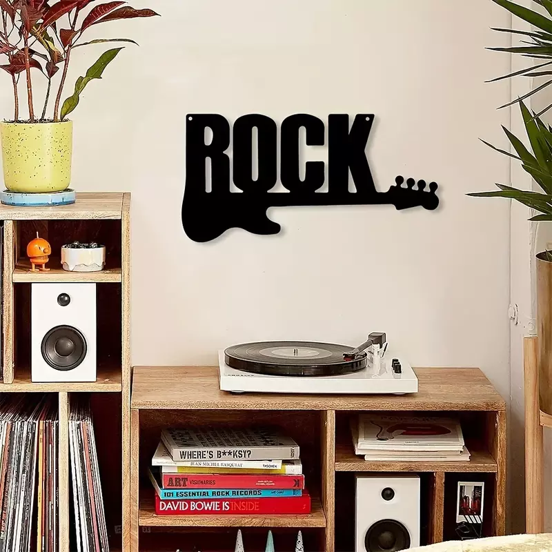 CIFBUY-Rock Guitar Metal Wall Hanging Decor, Cena De Arte, Fundo De Casa, Decoração Do Quarto, Parede De Estudo, Presentes De Férias