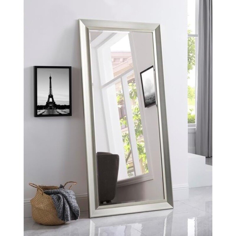 Leaner-Espejo de pie rectangular grande, longitud completa, enmarcado, enorme, XL