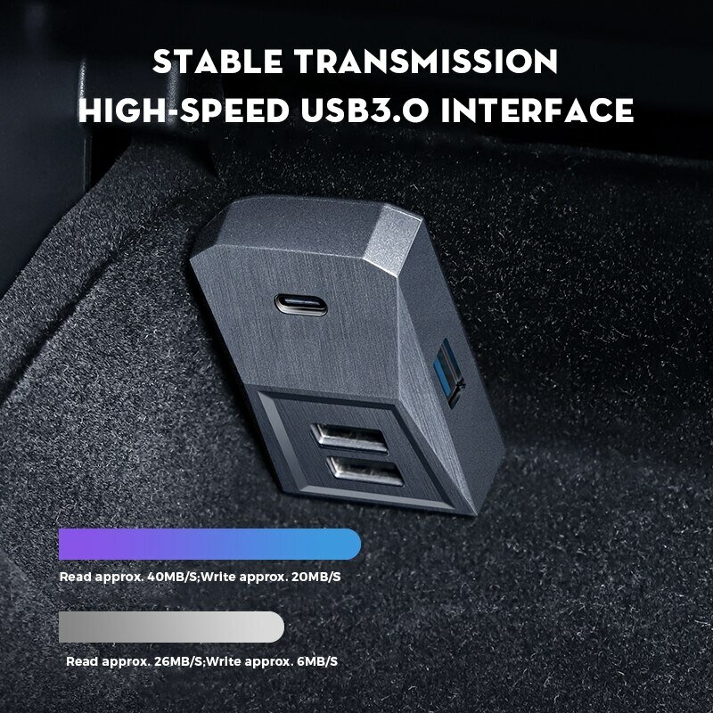 Hub USB Glovebox do Tesla Model 3 Model Y 2021-2023 cyfrowy Splitter z wyświetlaczem stacji dokującej do Tansmission danych