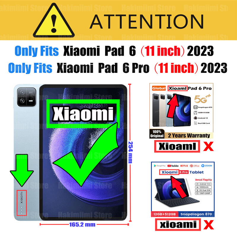 Protetor de tela para Xiaomi Pad 6 Filme de vidro temperado Protetor de lente de câmera Dureza 9H Xiaomi Pad 6 Pro, 11 ", 2023