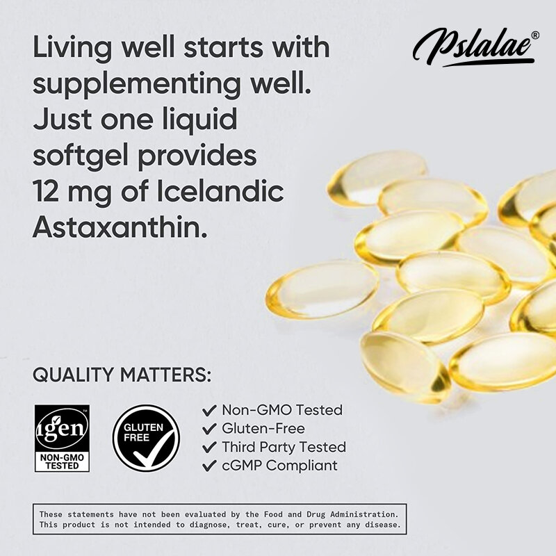 Icelandic Astaxanthin | Dietary Supplements - 120 Vegan Softgels | Non-GMO