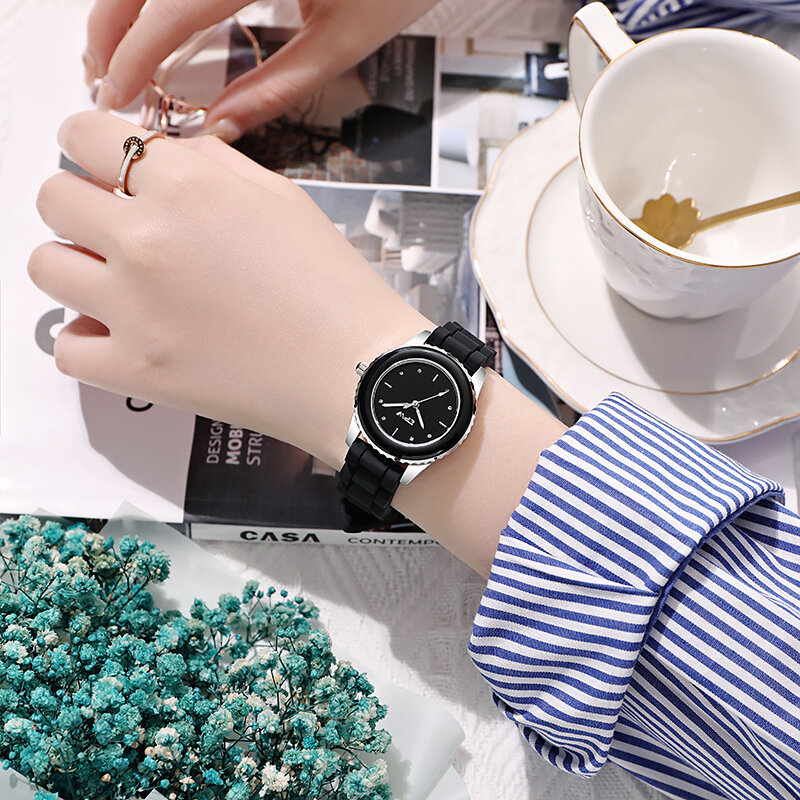 Moda damska zegarek ekskluzywna sukienka pasek silikonowy 32mm Dial świecące dłonie