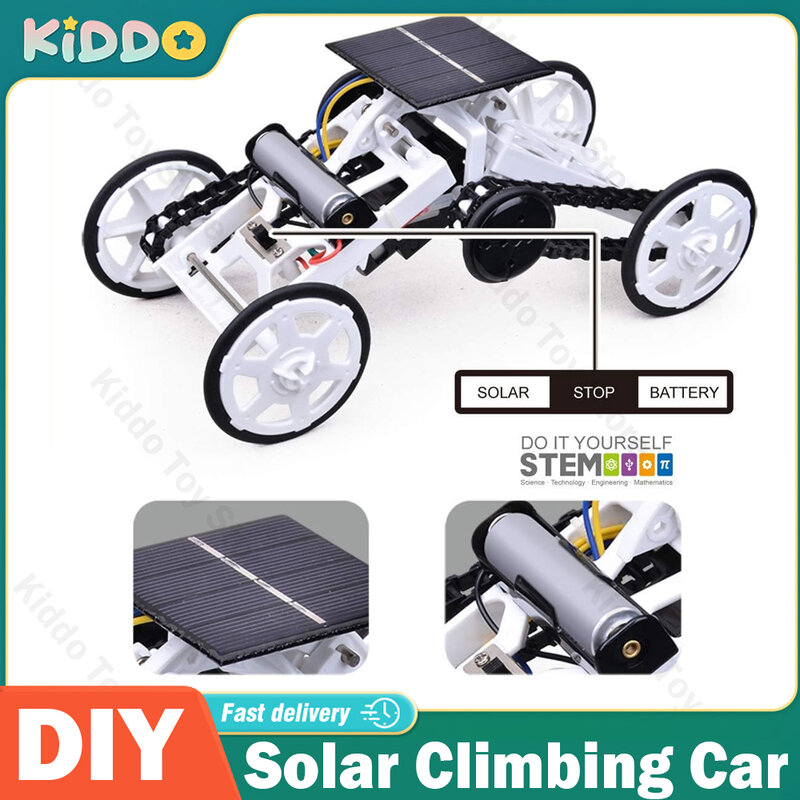 Escalada Solar Car Model Montado Kit, Brinquedos STEM DIY, Tecnologia Científica Educacional, Presente do Dia das Crianças, 2 Modos