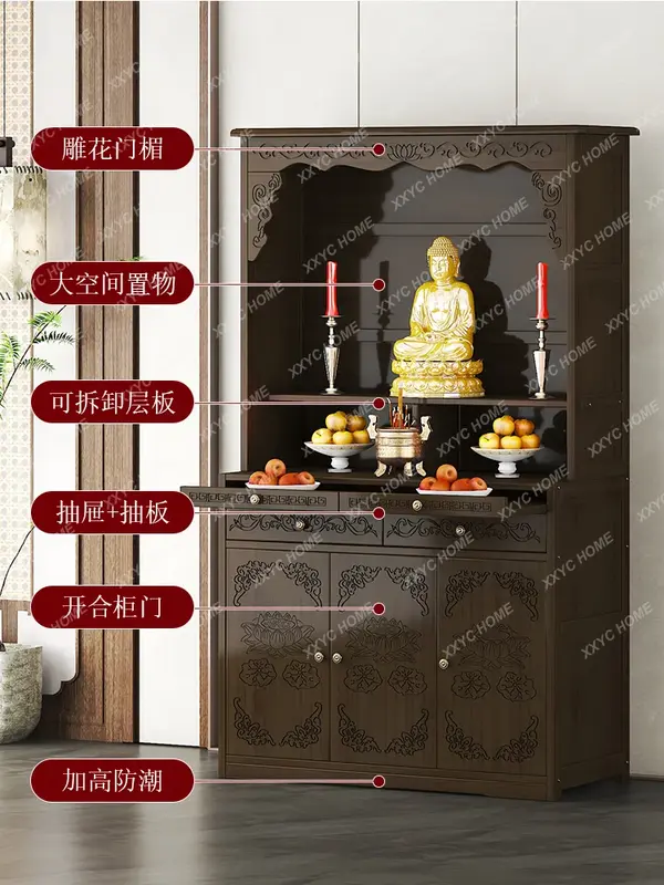 Moderne Eenvoudige Huis Boeddha Heiligdom Nieuwe Chinese Stijl Kledingkast Bodhisattva God Van Rijkdom Kabinet Aanbidding