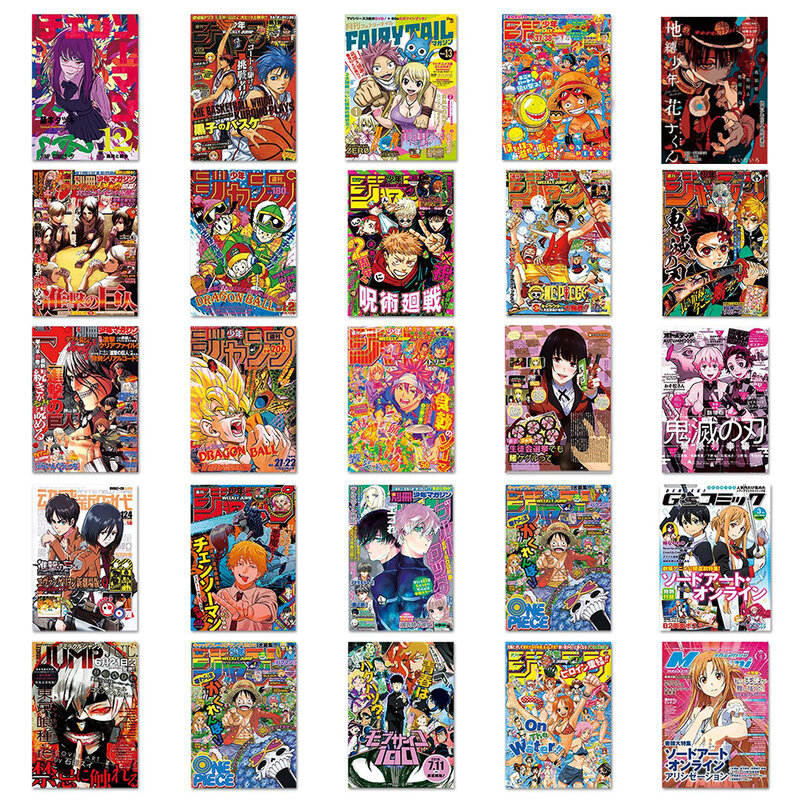 Cool Mix Anime Poster Adesivos, One Piece, Dragon Ball, Graffiti dos desenhos animados Adesivo, Decalque impermeável, DIY Bicicleta Garrafa de Água, 10 Pcs, 30 Pcs, 50Pcs